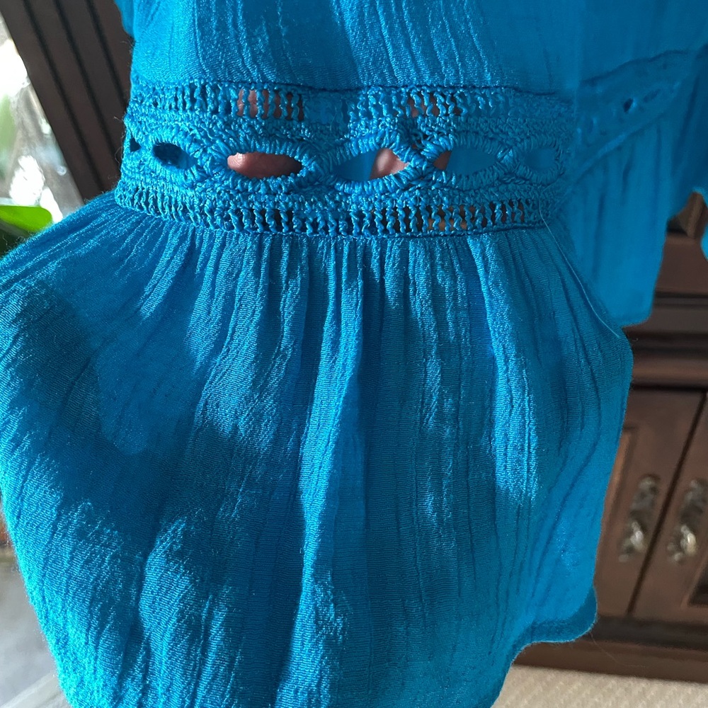 FUNDAMENTAL THINGS - turquoise peasant top (L) EUC